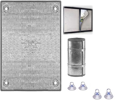 2 stuks - Isolerend Raamgordijn - Thermische Isolatiefolie voor Camperraam en Dakraam - Aluminiumfolie Hitte Reflecterend - Verduisterend - Herbruikbaar - Met Zuignappen - Voor Deur, Slaapkamer en Thuis - Grijs - 90x100 cm