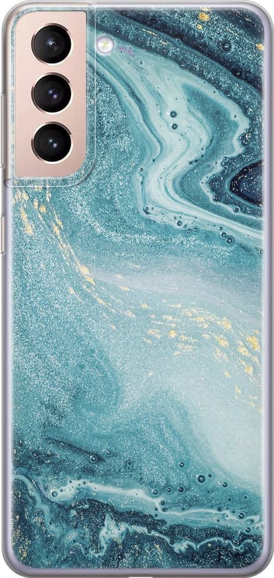 Leuke Telefoonhoesjes - Hoesje geschikt voor Samsung Galaxy S21 Plus - Marmer blauw - Soft case - TPU - Marmer - Blauw