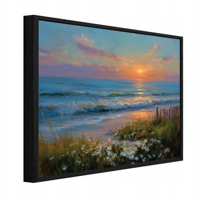 WALLARENA - Schilderij op canvas in zwarte lijst - 100x70 cm - zee landschap natuur - wanddecoratie woonkamer en slaapkamer