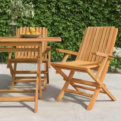 Inklapbare tuinstoelen - Houten stoelen buiten - Genieten in tuin - Massief teakhout - 2 stuks - Natuurlijk hout