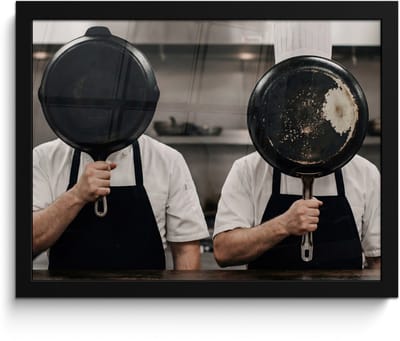 Poster in lijst - Fotolijst 40x30 cm - Posters - Koks - Koekenpannen - Keuken - Posterlijst zwart - Decoratie - Wanddecoratie woonkamer - Muurdecoratie slaapkamer