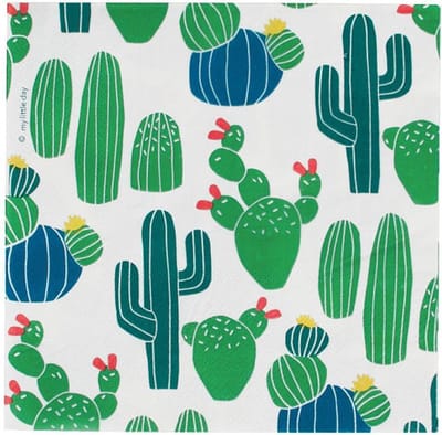 Papieren Servetten - Wit met Cactussen