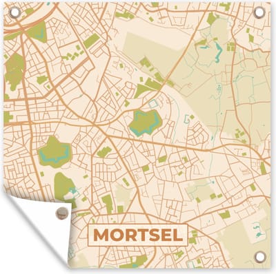 Tuin poster Mortsel - Plattegrond - Stadskaart - Kaart - België - 200x200 cm - Tuindoek