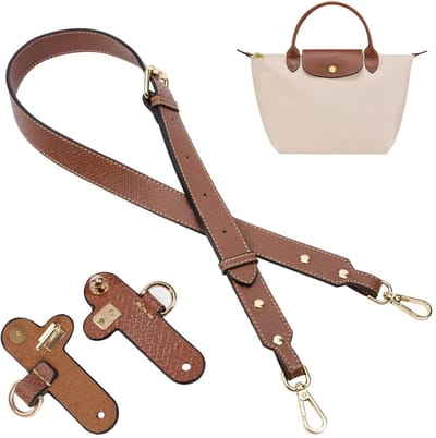 Geschikt voor Longchamp Dames Tas Schouderriem - Schouderbreedte 2,5 cm - Handtasriem vervanging - Verstelbare brede schouderriem - Universele Pasvorm voor Veel Tassen - Donkerbruin&Gouden gesp(Tas niet inbegrepen)