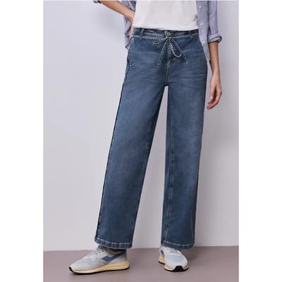 Wide Legs jeans met riemdetail