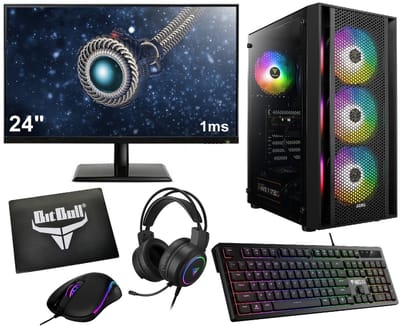 Complete Ryzen 5 6-Core RTX 3050 Mid-Range Game PC Setup met 24" Gaming Monitor, Toetsenbord, Muis en Headset - 1TB SSD - 16GB RAM - WiFi 6 / Bluetooth 5.4 - Win11 PRO