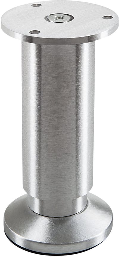SOTECH meubelpoot TERRA Hoogte 120 mm geborsteld aluminium Sokkelvoet hoogte verstelbaar tot max. 15 mm, max. belasting 250 kg