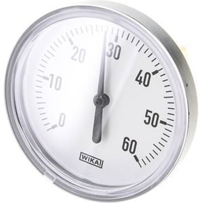 0 tot +60°C Plastic Bimetalen Thermometer 80mm Behuizing 60mm Dompelbuis met Thermowell - TBLRP-60-80-60-TW