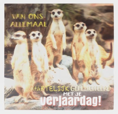 Depesche - 3D wenskaart met stokstaartjes en de tekst "Van ons allemaal, hartelijk gefeliciteerd" - 023