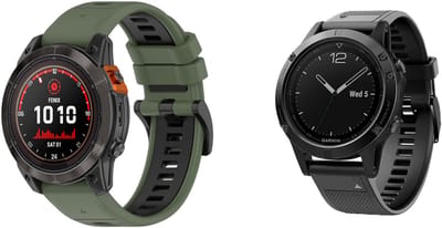 Strap-it Bundel van 2 Siliconen Bandjes - Geschikt voor Garmin Fenix 5/6 - Zwart & Olijfgroen/Zwart - Sportbandje - Sportarmband - Siliconen Band - Waterbestendig & zweetbestendig