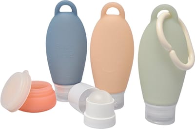 owego - travel kit - set reisflesjes - rol dop - crèmepotje - lekvrij - stofafstotend