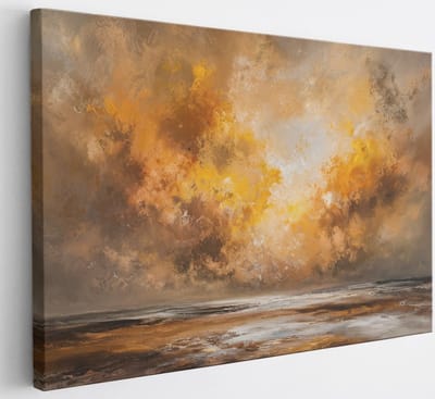 Saammp Canvas Schilderij - Landschap - Oranje - Abstract - 30x20 - Foto op canvas - Wanddecoratie - Muurdecoratie Woonkamer - Slaapkamer decoratie - Canvas Print