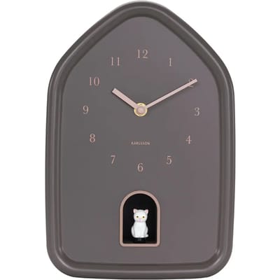 Karlsson Wandklok Modern Kitty - Bruin - 29.1x20x29.1cm - Wandklok Modern