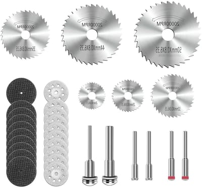 Allecta - Set van 32 doorslijpschijven voor rotatiegereedschap, incl. HSS-messen, diamant- en harsschijven - 3 mm spindel - hout, kunststof, zacht metaal, steen, glasvezel