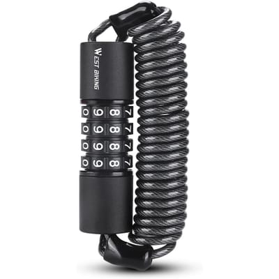 Verrou de sécurité pour vélo, casque de vélo, antivol, élastique, combinaison de 4 chiffres, mot de passe, vélo de route noir
