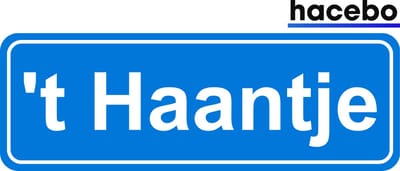 Hacebo - Plaatsnaam Sticker - 29x10 CM - 't Haantje sticker - Verkeersborden sticker - grappige cadeaus - 't Haantje