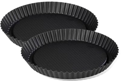 Set van 2 bodemvormen voor taarten 30 cm, bakvormen voor omgekeerde taarten, zwart staal