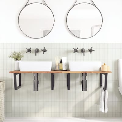 vidaXL - Badkamer - wandschap - staal - en - massief - acaciahout