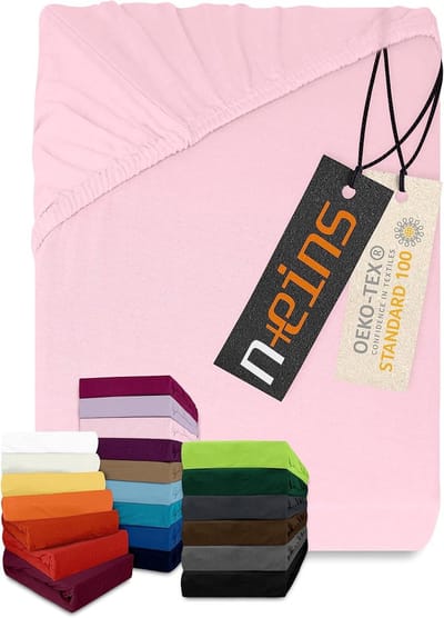 SnelShoppen - Jersey hoeslaken 100% katoen 120 x 200 cm roze, duurzaam, vormvast, multifunctioneel laken voor bed, tafelkleed of zomerdekbed