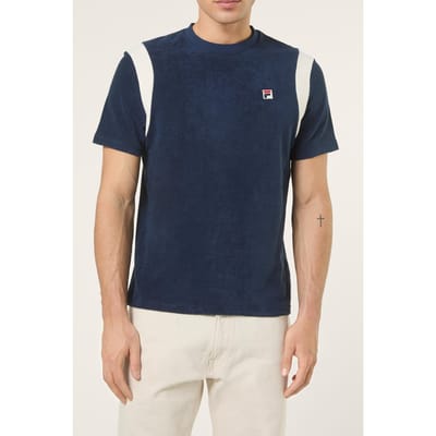FILA Empoli Regular Blocked Towelling T-shirt Black Iris-egret Maat: M | Basic T-Shirts Outlet | Heren | Blauw