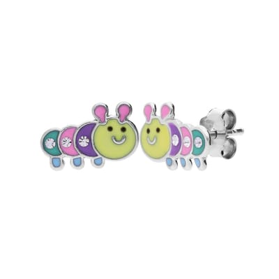 Lucardi Kinder Zilveren kinderoorknoppen Rups - Oorbellen - 925 Zilver - Zilverkleurig