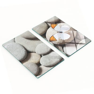 Glazen snijplanken met vlinder- en steenmotief, 2x30x52 cm