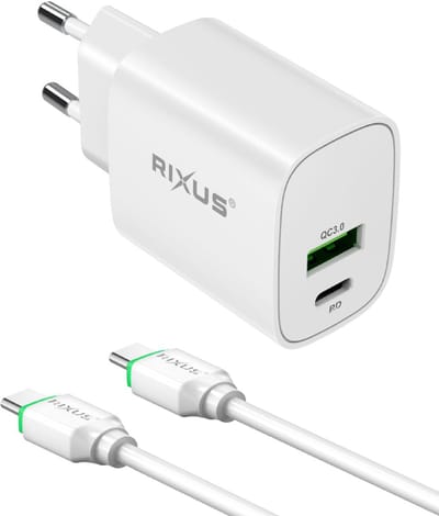 Rixus RX90CC Adapter With USB-C To USB-C Cable 1m 20W White