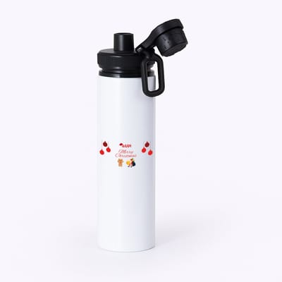 Hacebo® - Kerst merry christmas met eigen naam waterfles met draaidop zwart - Kerstmis - Kerst beker - winter - kerst - christmas - kerst cadeau - water fles - 850ML