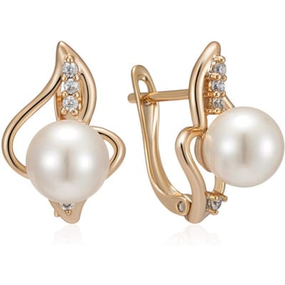 Boucles d'oreilles Anglaises Perle Couleur Or Rose Luxe Géométriques Uniques Zircon Naturel Accessoires Bijoux Quotidien Cadeau beige