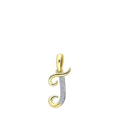 Lucardi Dames alfabet hanger met diamant (0,03ct) - Hanger - Cadeau - 14 Karaat Goud - Geelgoud