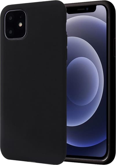 Hoesje geschikt voor iPhone 13 - Matte Back Cover Microvezel Siliconen Case Hoes Zwart