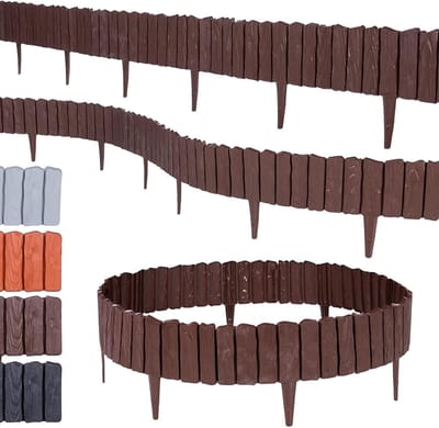 Kunststof Grasrand - Bloembedrand Gazonrand - Tuin Afbakenen - Authentieke Houtlook - 57 cm x 125 cm - Bruin