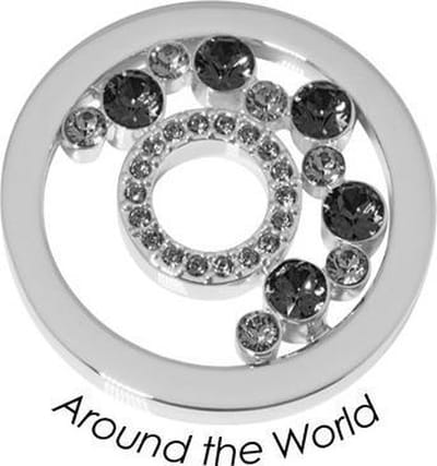 Quoins Disk Around the World staal zilverkleurig-blauw Medium QMOK-33M-E-BL