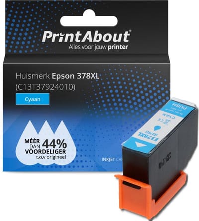PrintAbout huismerk Inktcartridge 378XL (C13T37924010) Cyaan Hoge capaciteit Geschikt voor Epson