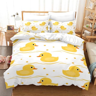 Collection de Literie Canard Jaune Simple Jumeau Lit Simple Lit Double Lit Queen Size Lit King Size Collection de Lits Petit Canard Chambre d'Adulte Enfant Housse de Couette Collections Impression 3D 020 150x200cm 3pcs