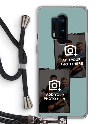 Gepersonaliseerd - Case Company® - Hoesje met koord geschikt voor OnePlus 8 Pro hoesje met Koord - Polaroid Zwart - Telefoonhoesje met Zwart Koord - Bescherming aan alle Kanten en Over de Schermrand