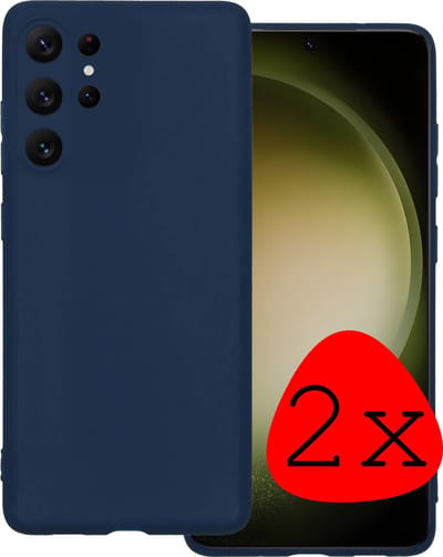 Hoesje 2 Stuks - Geschikt voor Samsung Galaxy S23 Ultra - Sterk & Shockproof - Case Siliconen - Back Cover - Telefoon Hoes - Donkerblauw