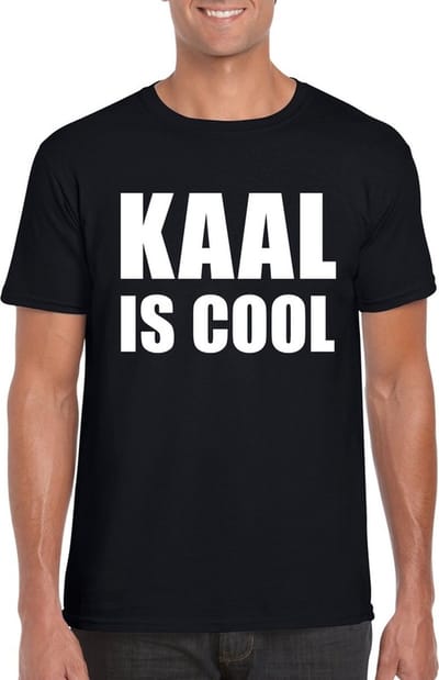 Zwart kaal is cool t-shirt voor heren S