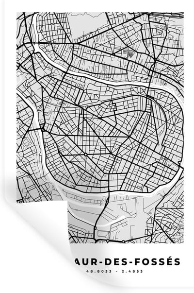 Muurstickers - Sticker Folie - Frankrijk - Plattegrond - Kaart - Saint-Maur-des-Fossés - Stadskaart - 20x30 cm - Plakfolie - Muurstickers Kinderkamer - Zelfklevend Behang - Zelfklevend behangpapier - Stickerfolie