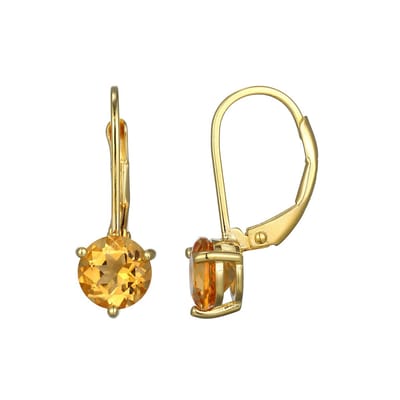Cavill - Zilver Oorbellen 925 Sterling - 1.575 Ct Braziliaanse Citrien - Goudkleurig Verguld - Rondgeslepen Edelsteen - Elegante Damessieraad