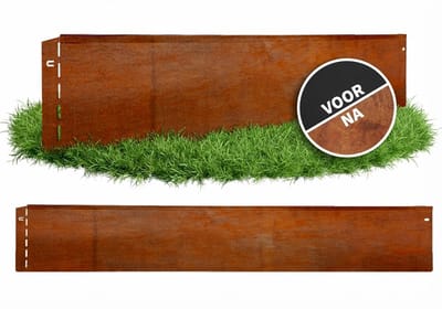 GartenAZ Borderrand - Gazonkant van Cortenstaal - Flexibele Montage - Bruin - 100 cm x 13 cm (15 stuks)