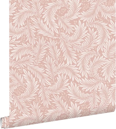 ESTAhome behang bladeren zacht roze - 50 x 900 cm - 131144