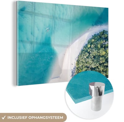 MuchoWow® Glasschilderij 120x80 cm - Schilderij acrylglas - Zee - Zon - Australië - Foto op glas - Muurdecoratie woonkamer - Wanddecoratie slaapkamer - Schilderijen