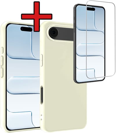 Hoesje - Met Screenprotector - Geschikt voor Apple iPhone Air - Sterk & Shockproof - Telefoon Hoes - Back Cover - Siliconen Case - Telefoonhoes - Wit