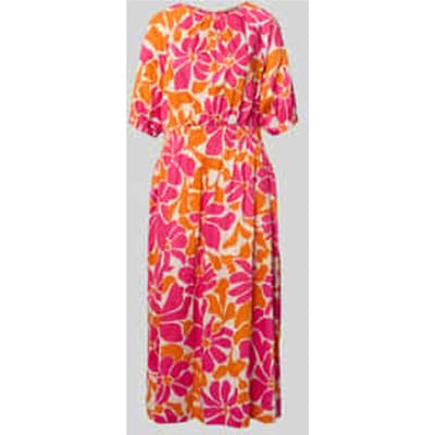 Midi-jurk in allover-look met ronde halslijn