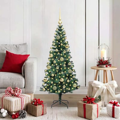 vidaXL - Kunststof - Voorverlichte - Kerstboom - Groen - 120 - cm - PVC - en - Metalen