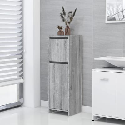vidaXL - Badkamerkast - 30x30x95 - cm - bewerkt - hout - grijs - sonoma - eikenkleurig