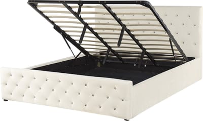 AMIENS - Bed met opbergruimte - Lichtbeige - 180 x 200 cm - Fluweel