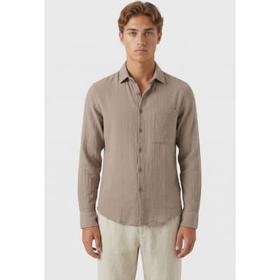 Dstrezzed Ds-dandy Shirt Timber Wolf Size: S | Casual Shirts Outlet | Heren | Beige