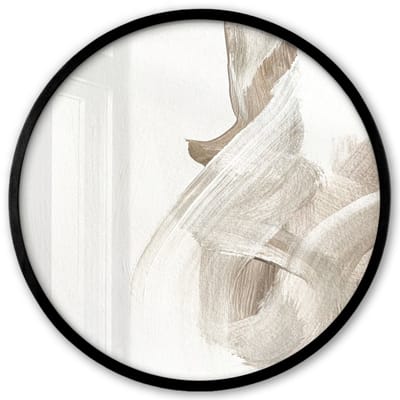 Poster in lijst Rond - Fotolijst 40x40 cm - Posters - Abstract - Moderne kunst - Beige - Ronde posterlijst zwart - Decoratie - Wanddecoratie woonkamer - Muurdecoratie slaapkamer